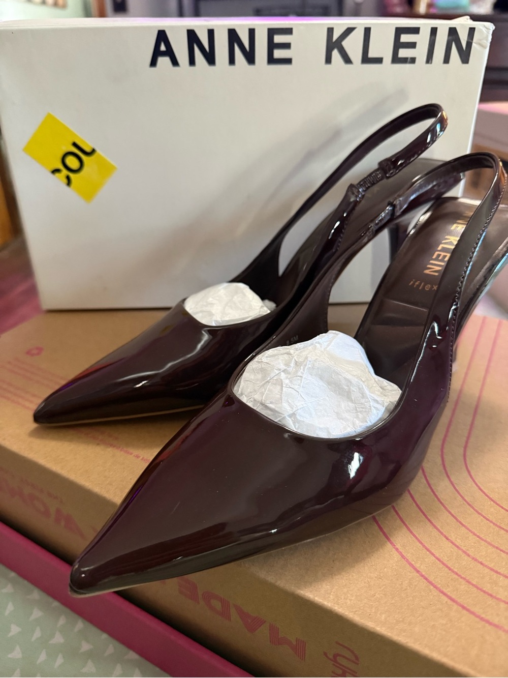 Anne Klein Burgundy Patent Slingback Pumps